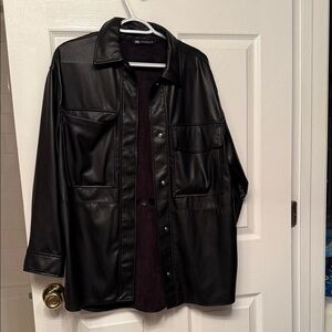 Zara Women's Black Faux Leather Jacket